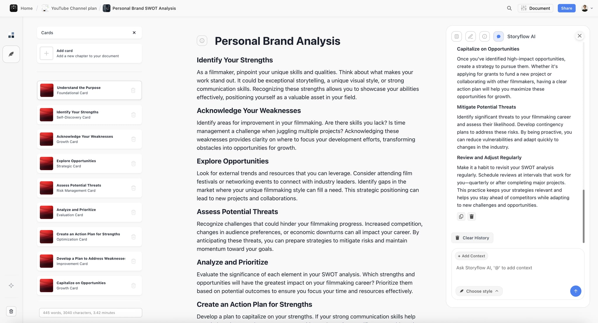 Brand purpose layer mapped on a canvas alongside customer persona and market context for AI to read together